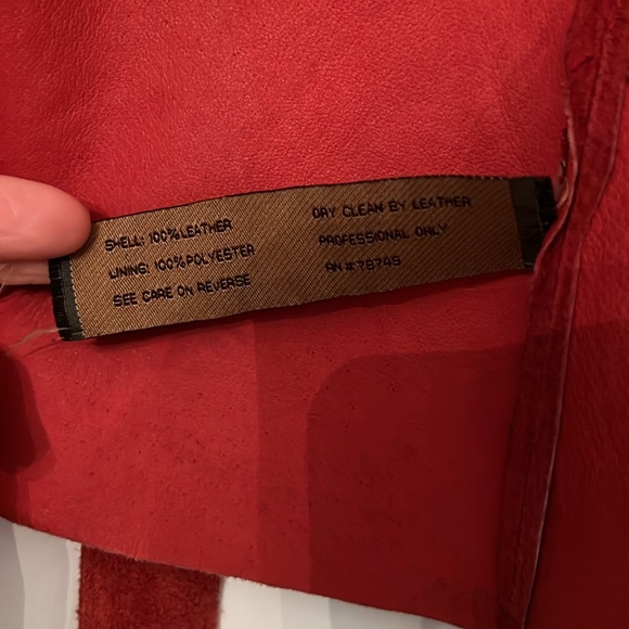 Arden B Vintage Leather Suede coat jacket red belted wrap trench Small s - Picture 3 of 7